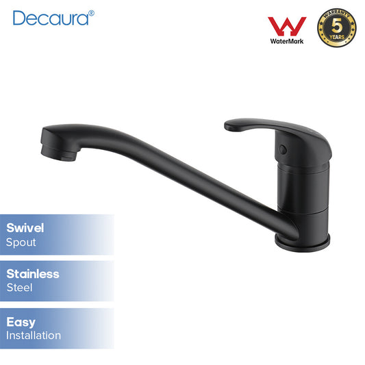 Decaura Laundry Sink Mixer Tap Black Swivel Long Arm Kitchen Faucet