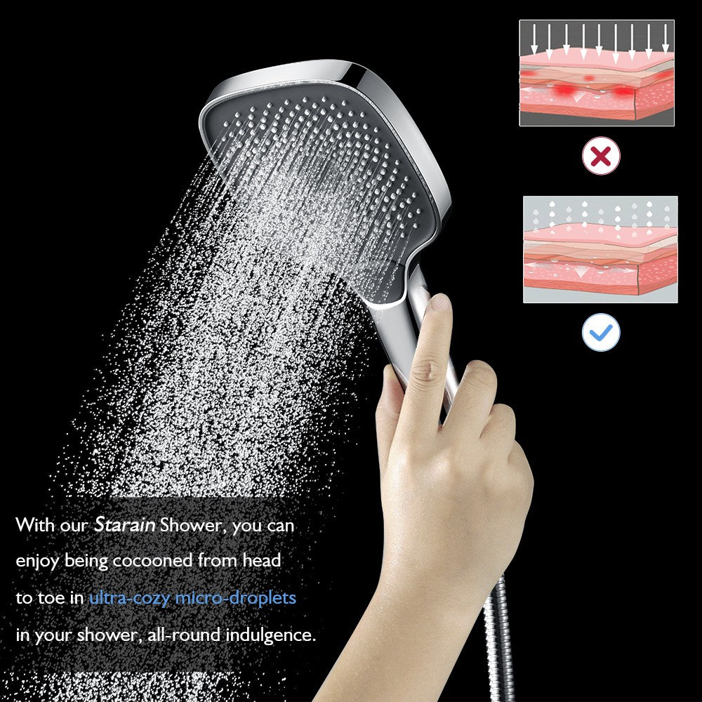 Decaura luxury Hand Held Shower Head 130mm Black/Chrome Bathroom 3 Mode Spray