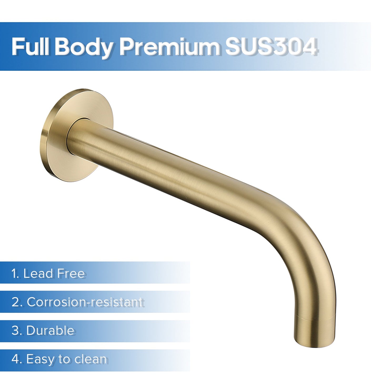 Decaura Bath Tap Set Wall Mount Brushed Gold 1/4 Turn Cross Handle Bathroom