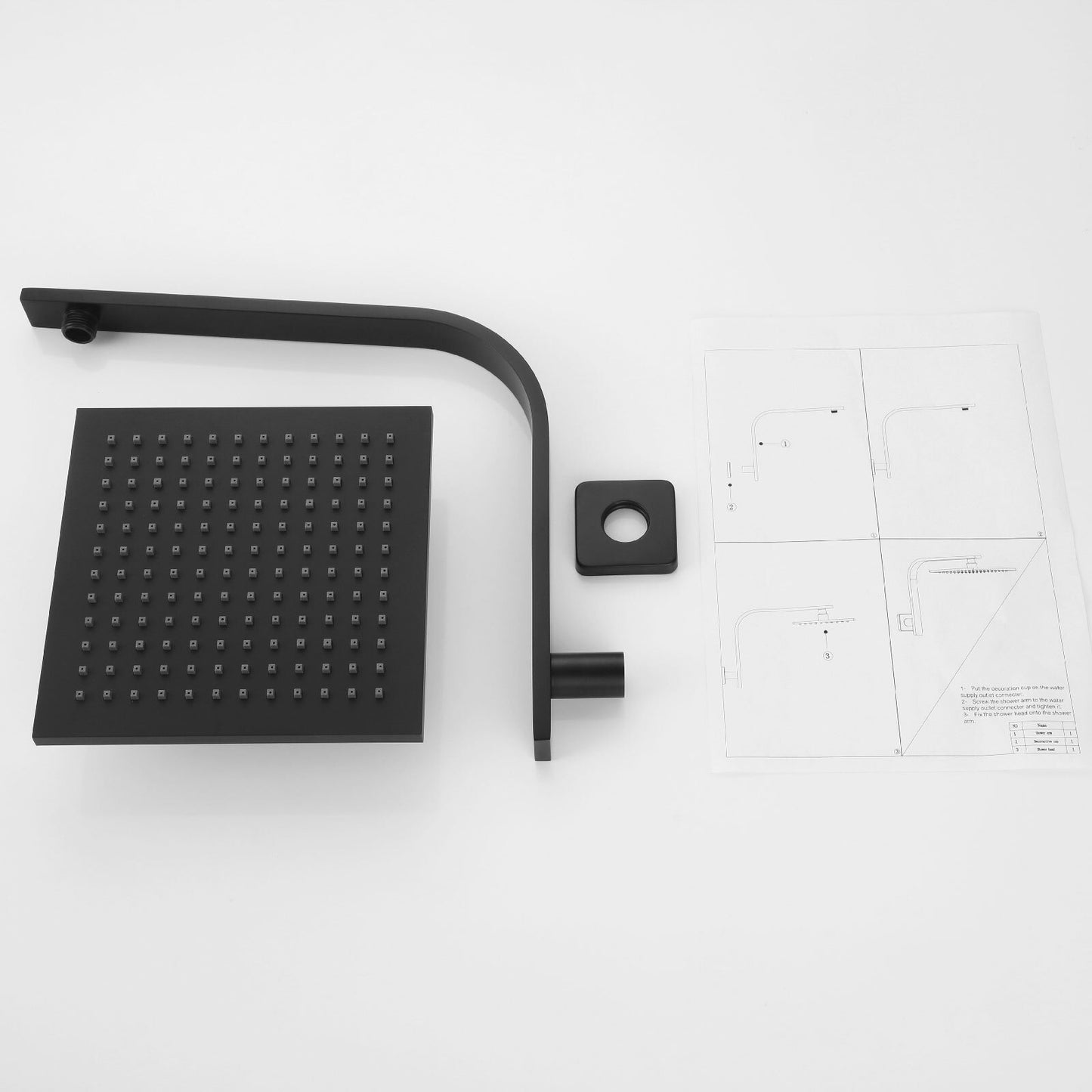 Decaura Square Rain Shower Head Set Matte Black Bathroom Wall Tapware Mixer Taps