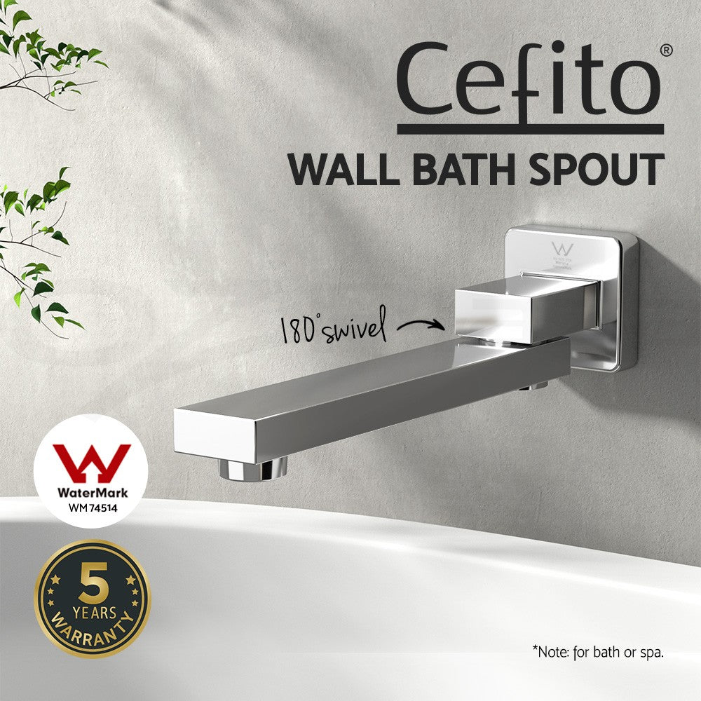 Cefito Bathroom Tap Wall Bath Spout 180 Swivel Bathtub Shower Square Chrome