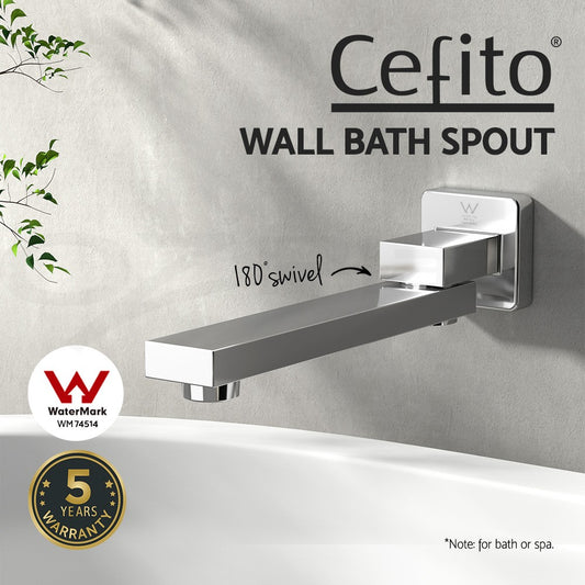 Cefito Bathroom Tap Wall Bath Spout 180 Swivel Bathtub Shower Square Chrome