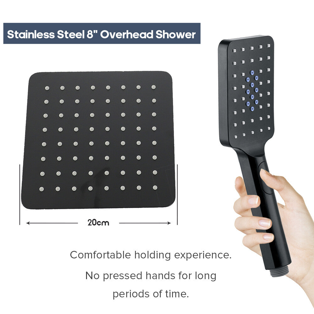 Decaura Square Rain Shower Head Set Matte Black Bathroom Wall Tapware Mixer Taps