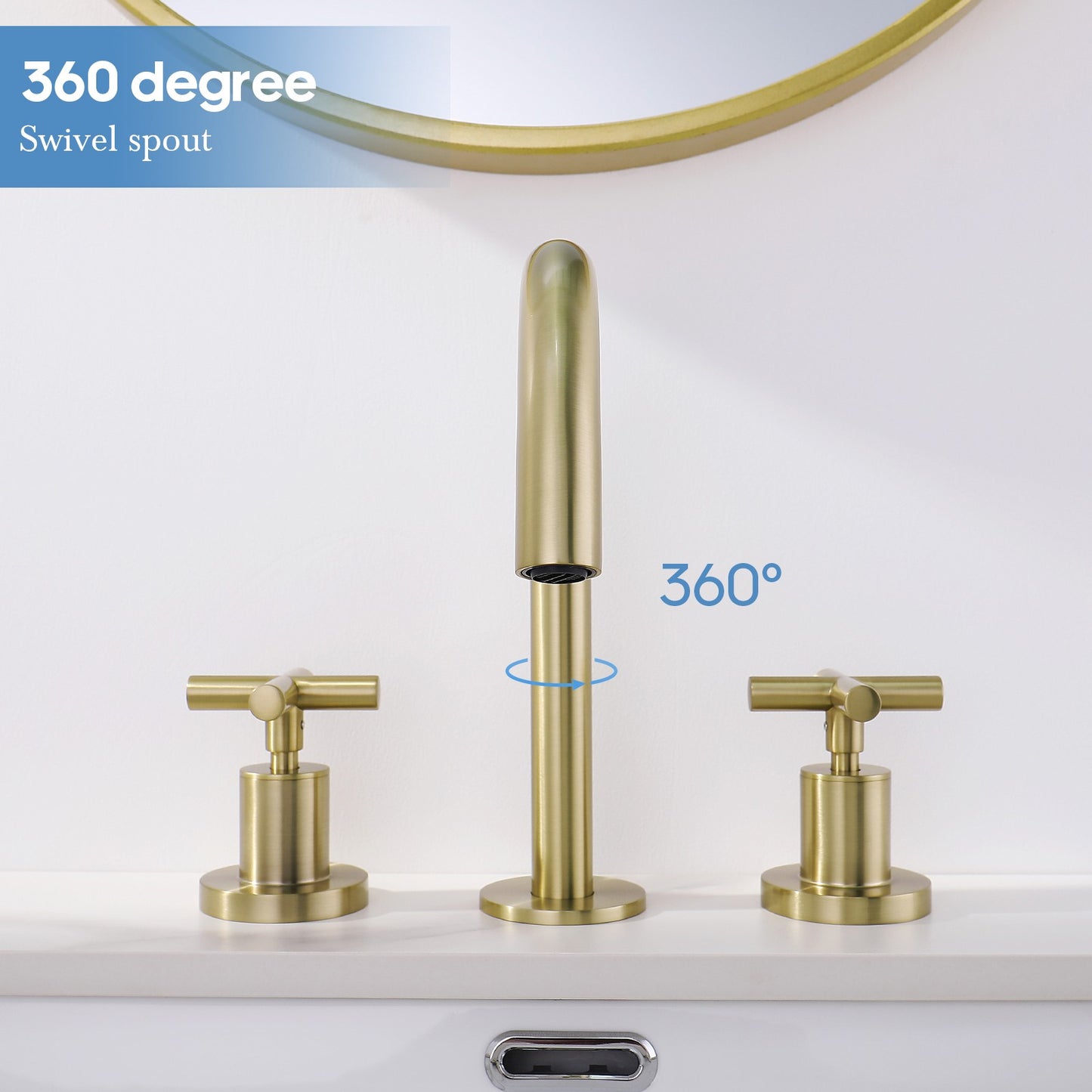 Decaura Basin Tap Set 1/4 Turn Swivel Spout Deck Mounted Gold/Black/Silver