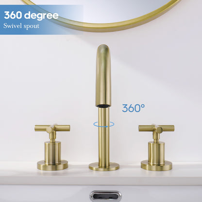 Decaura Basin Tap Set 1/4 Turn Swivel Spout Deck Mounted Gold/Black/Silver