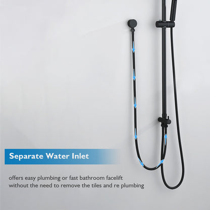 Decaura 9" Rain Shower Head Set Black Separate Water Inlet Elbow Round Gooseneck