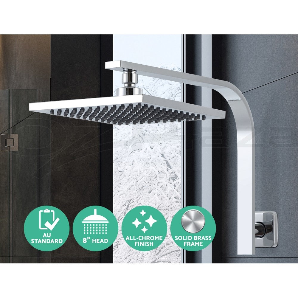 Cefito 8'' Rain Shower Head Set Square High Pressure Wall Arm Chrome