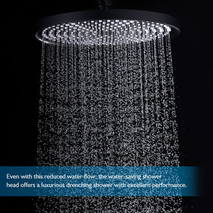 Decaura 10" Rain Shower Head and Brass Gooseneck Shower Arm Set Round Black