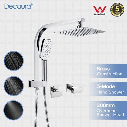 Decaura Shower Head Set 2 in 1 System Gooseneck Arm Chrome Wall Mount Mixer Taps