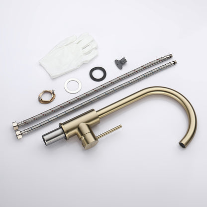 Decaura Kitchen Mixer Tap Brushed Gold Stainless Steel Sink Laundry Taps Swivel