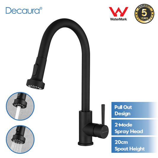 Decaura kitchen sink mixer tap pull out taps matte black brass faucet laundry