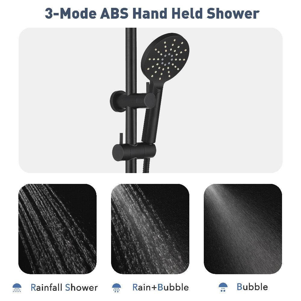 Decaura Shower Head Set Black 9" Rainfall Round Bathroom Wall Mount Mixer Taps