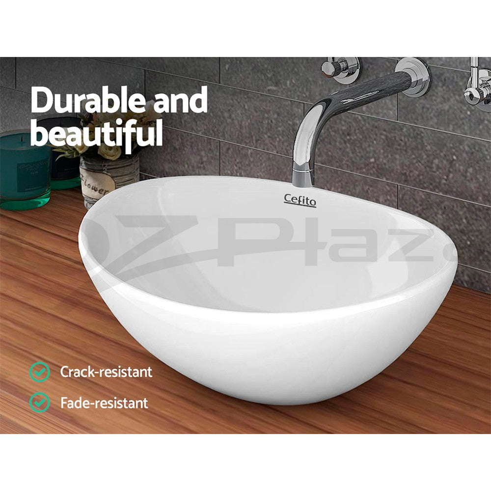 Cefito Bathroom Basin Vanity Sink Ceramic Above Counter Hand Wash Bowl Oval