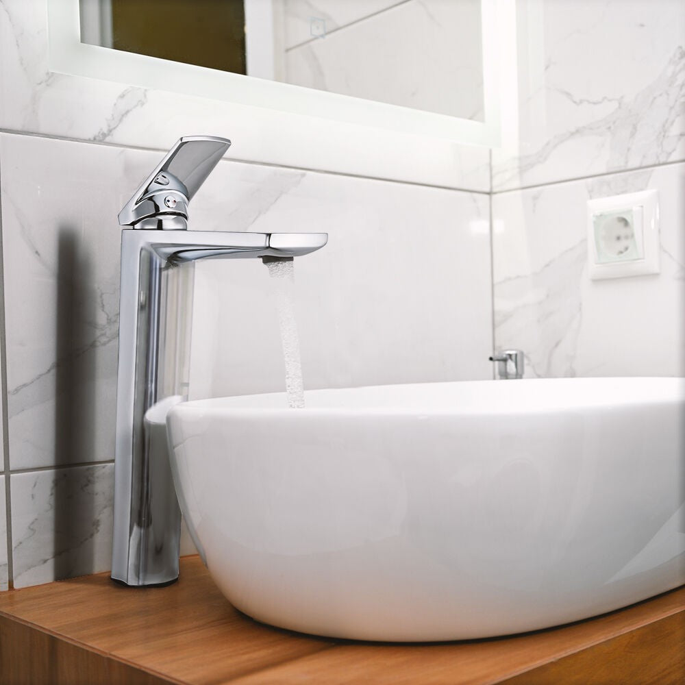 Simpuls Bathroom Vanity Tall Basin Mixer Tap Laundry Sink Brass Faucet Chrome