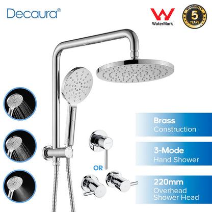 Decaura 9" Rain Shower Head Set Chrome Bathroom Gooseneck Arm Shower Mixer Tap