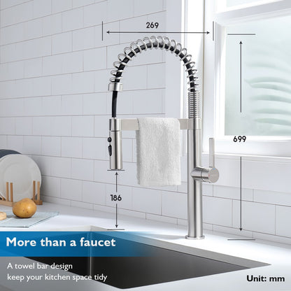 Decaura Spring Kitchen Tap Pull Out Stainless Steel Spray Head Brushed Nickel
