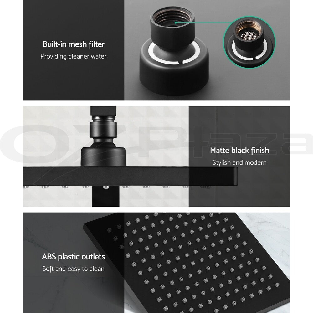 Cefito Shower Head Set 8" Rain Shower Head 2 in 1 High Pressure Brass Black