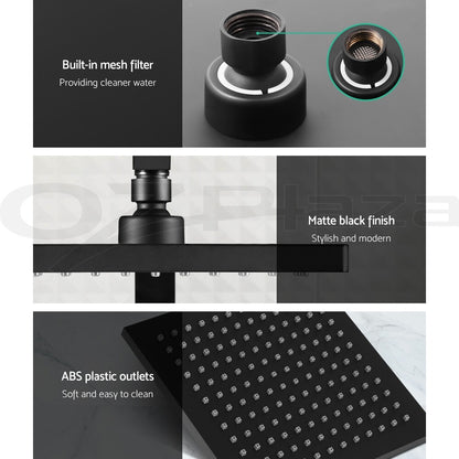 Cefito Shower Head Set 8" Rain Shower Head 2 in 1 High Pressure Brass Black
