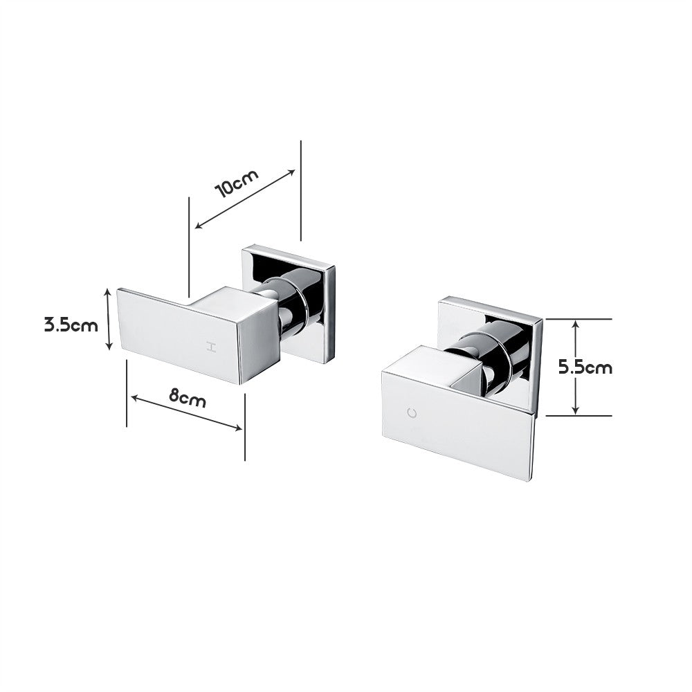 Decaura Square Hand Held Shower Head Set Chrome Handset Bathroom Wall Taps