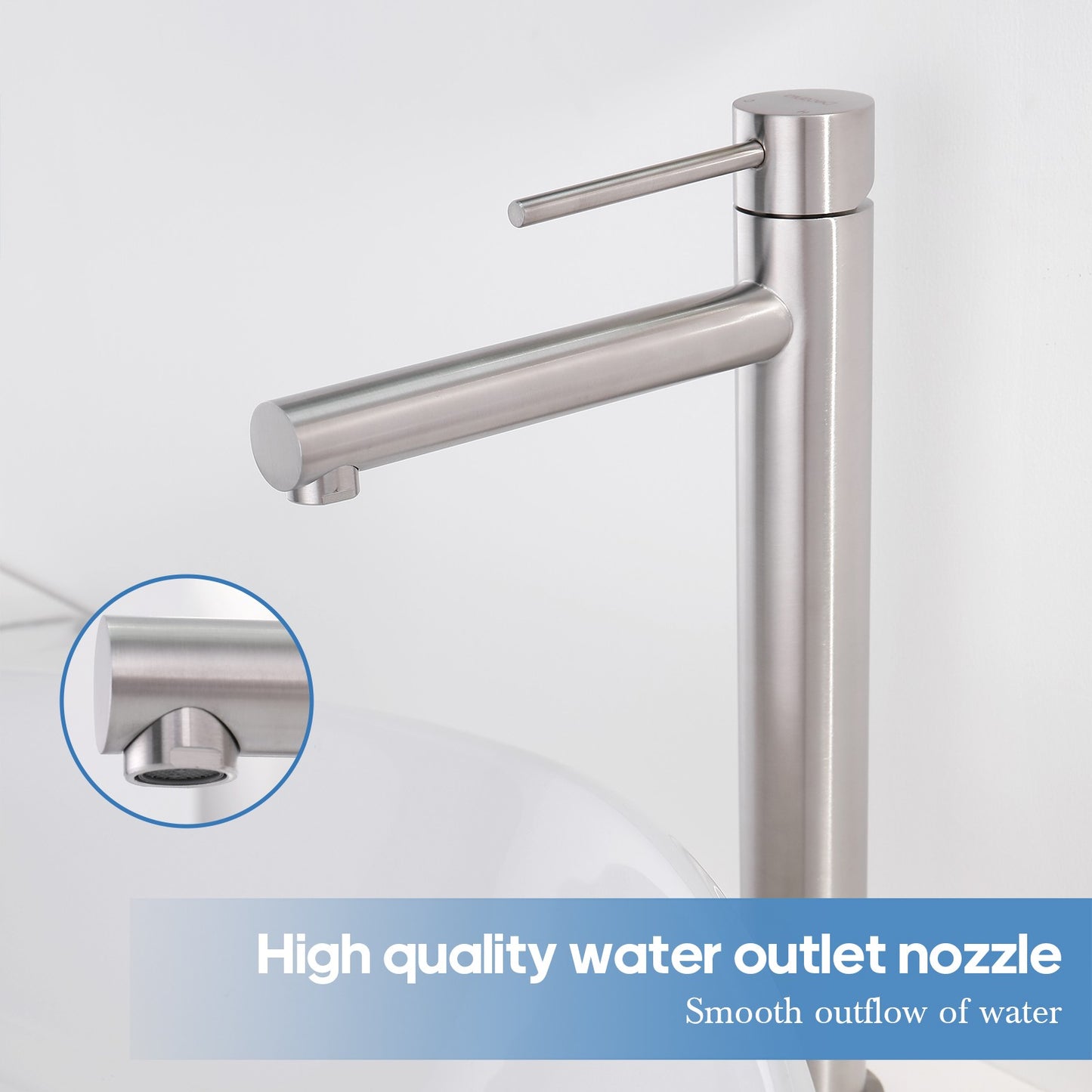 Decaura Tall Bathroom Basin Mixer Tap Brushed Nickel for Countertop Basin