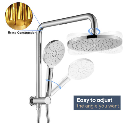 Decaura 9" or 10" Shower Head Set Gooseneck Chrome Black Golden Wall Shower Taps