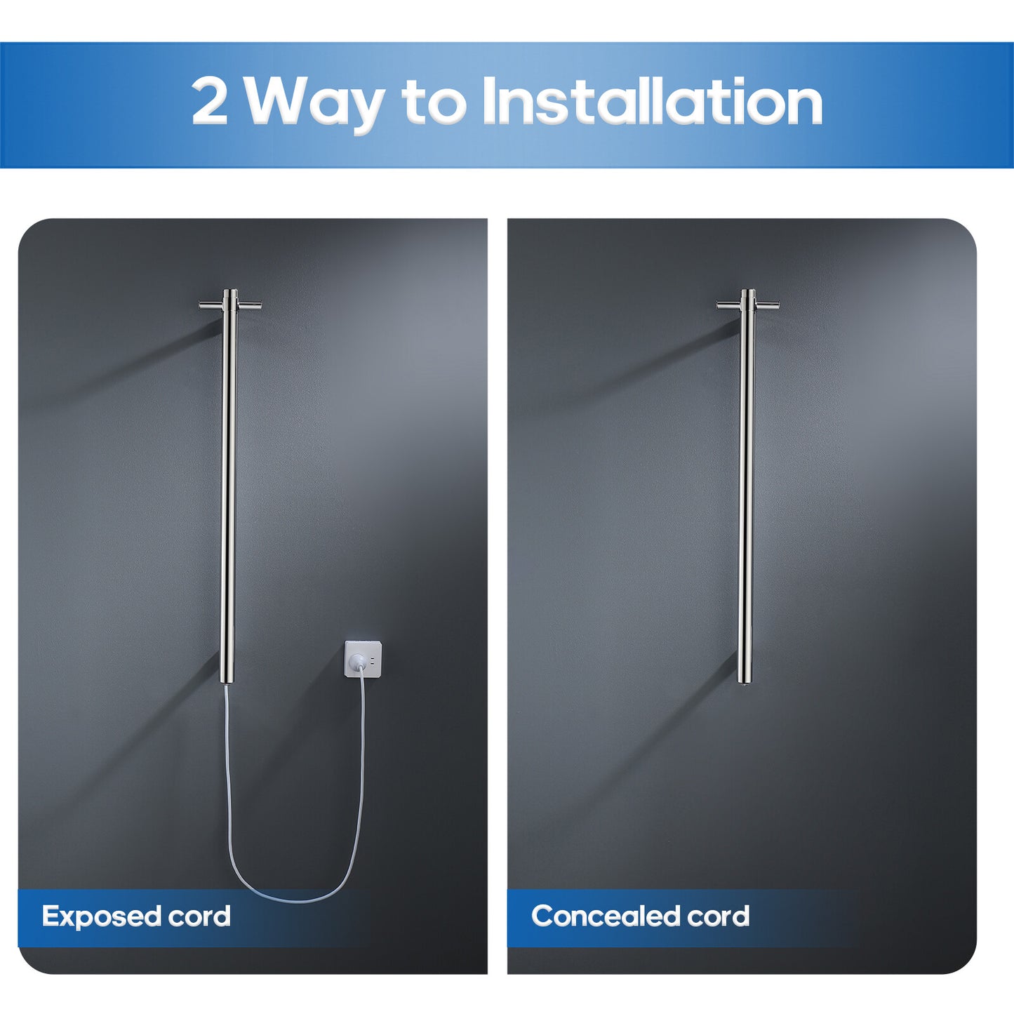 Decaura Heated Towel Rail Rack 304 Stainless Steel Freestanding/Wall Mounted