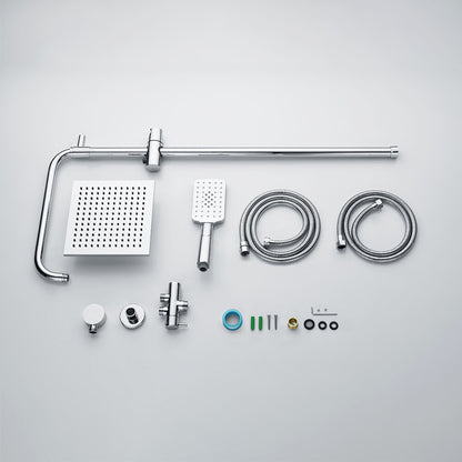 Decaura Shower Head Set 2-Hose Design Square 8" Rain Shower Wall Tapware Chrome