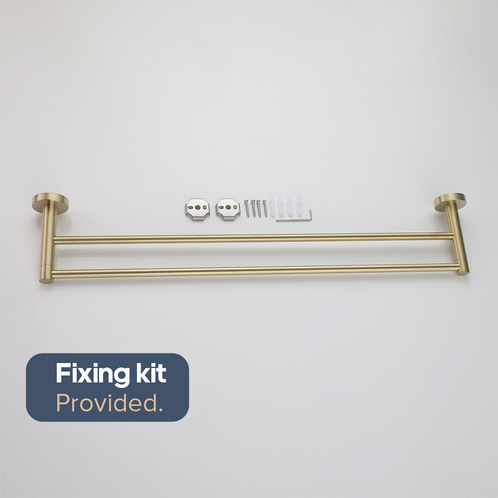 Brushed Gold Set Toilet Paper Holder Towel Rail Rack Shelf Robe Hooks Bathroom