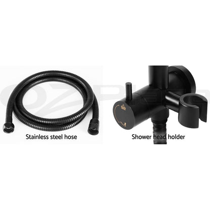 Cefito 9'' Rain Shower Head Taps Round Handheld High Pressure Wall Black