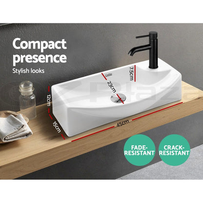 Cefito Bathroom Basin Vanity Ceramic Sink Faucet Above Counter Wall Hung White