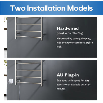 Decaura Heated Towel Rail Rack 304 Stainless Steel Freestanding/Wall Mounted