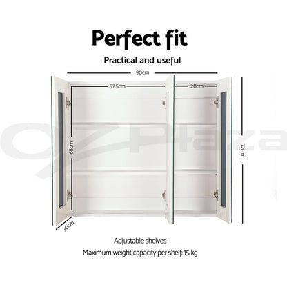 Cefito Bathroom Shaving Cabinet Mirror Vanity Medicine Wall Storage 900mmx720mm