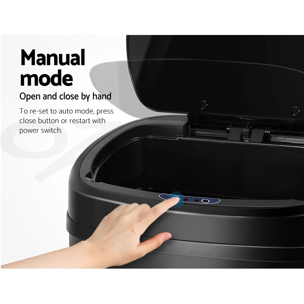 Devanti 58L Motion Sensor Bin Rubbish Automatic Trash Can Kitchen Black