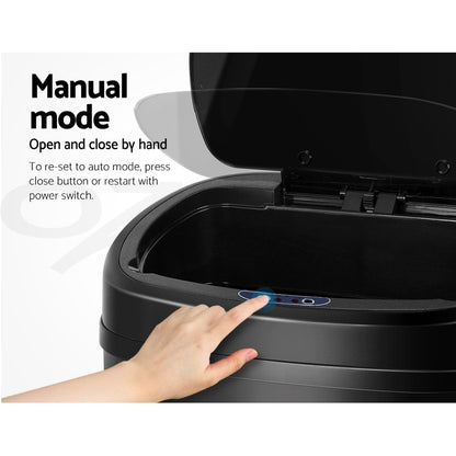 Devanti 58L Motion Sensor Bin Rubbish Automatic Trash Can Kitchen Black