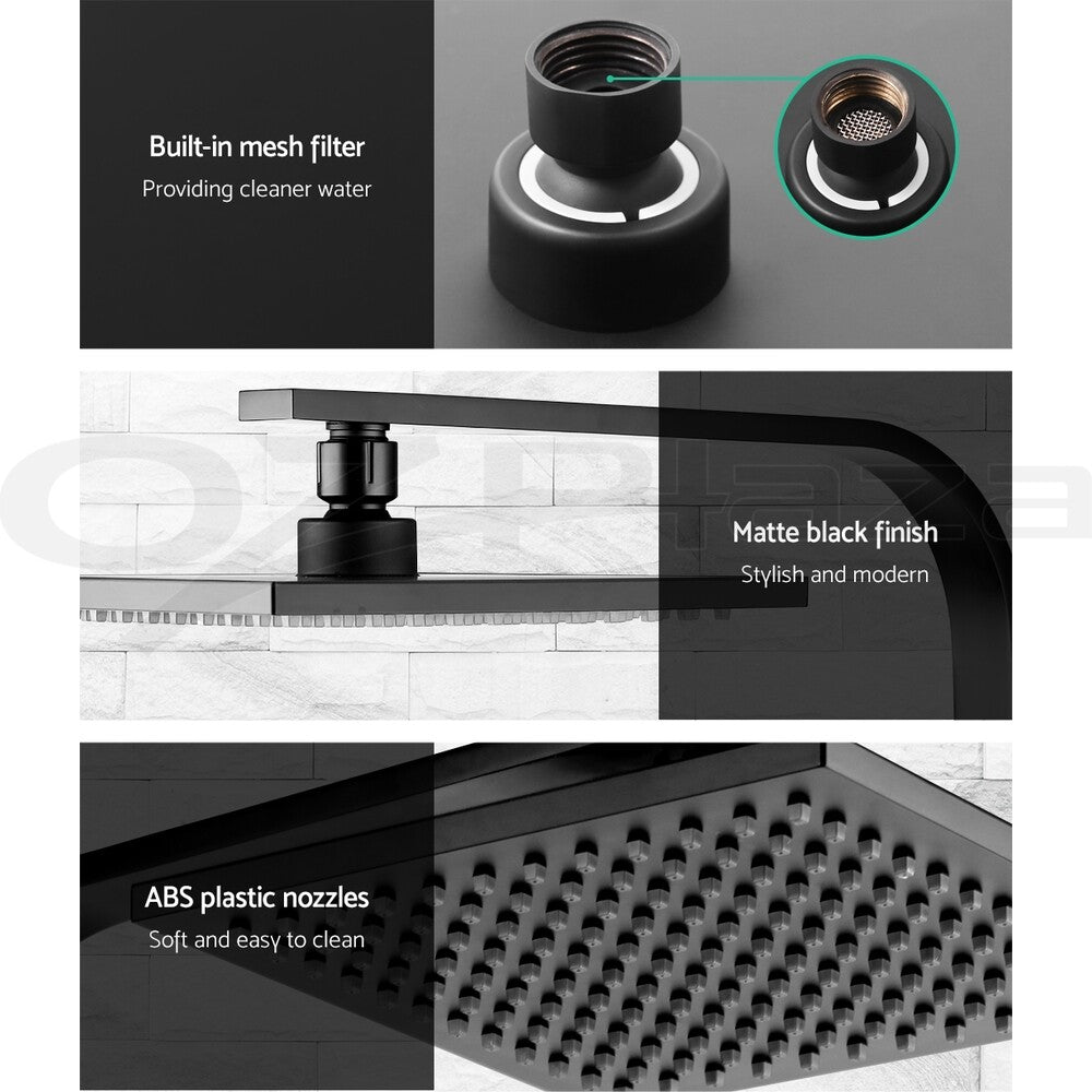 Cefito Shower Head Set 8" Rain Shower Head set with Shower Taps Wall Brass Black