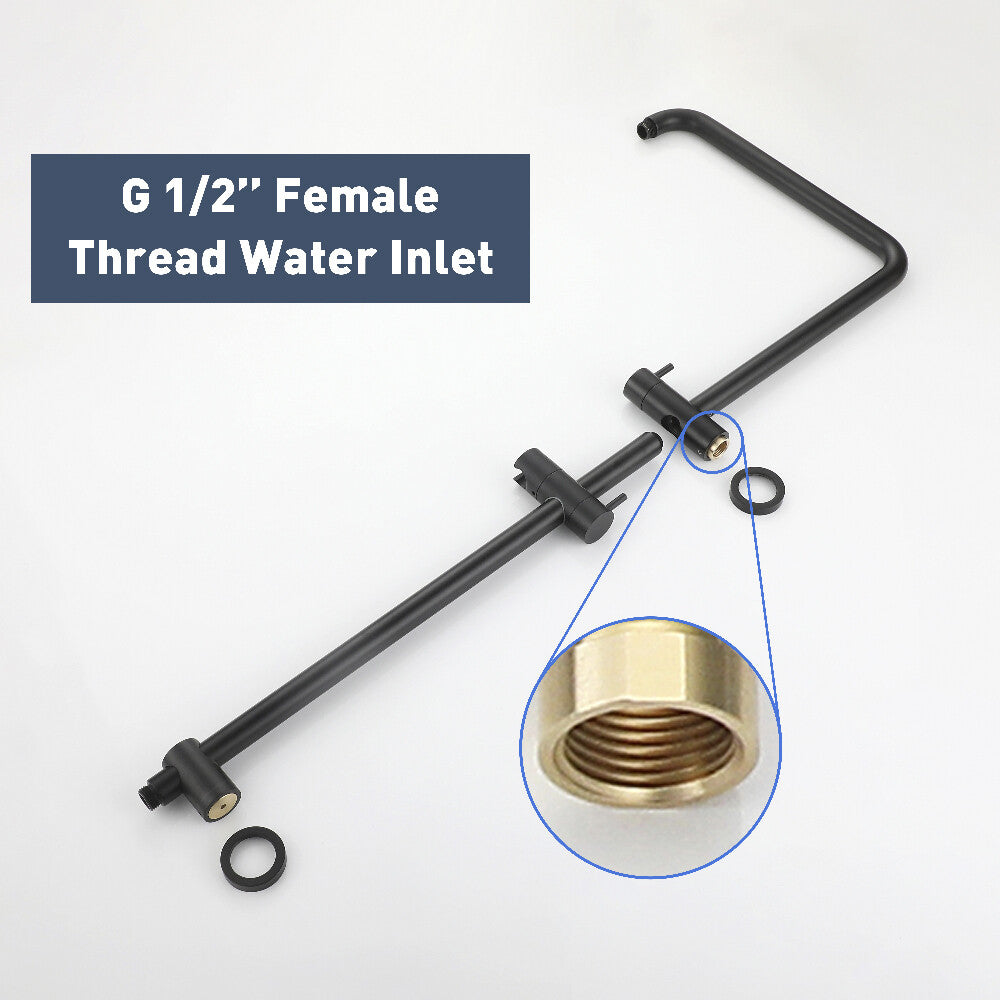 Decaura Shower Head Set Gooseneck Arm Brushed Gold/Black/Chrome/Gunmetal WELS