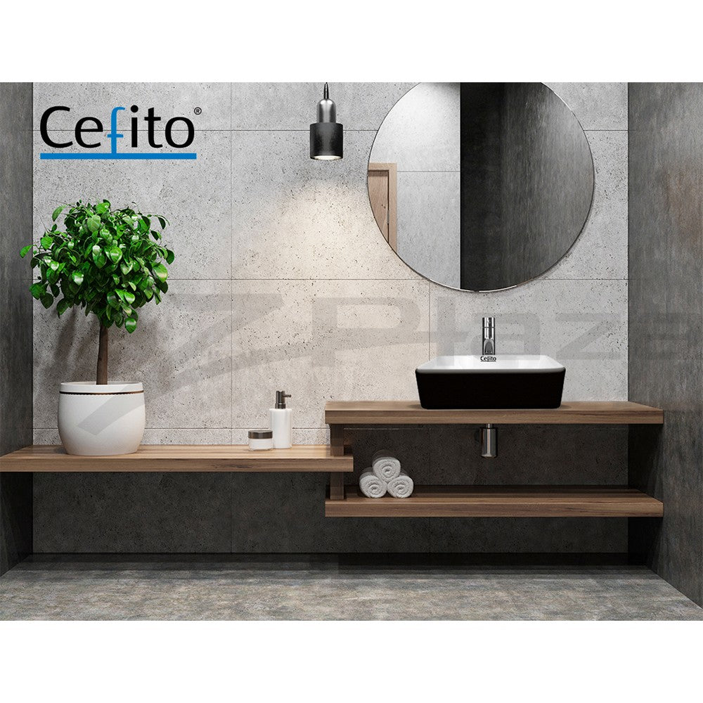 Cefito Ceramic Bathroom Vanity Basin Sink Above Counter Basins Bowl Black White