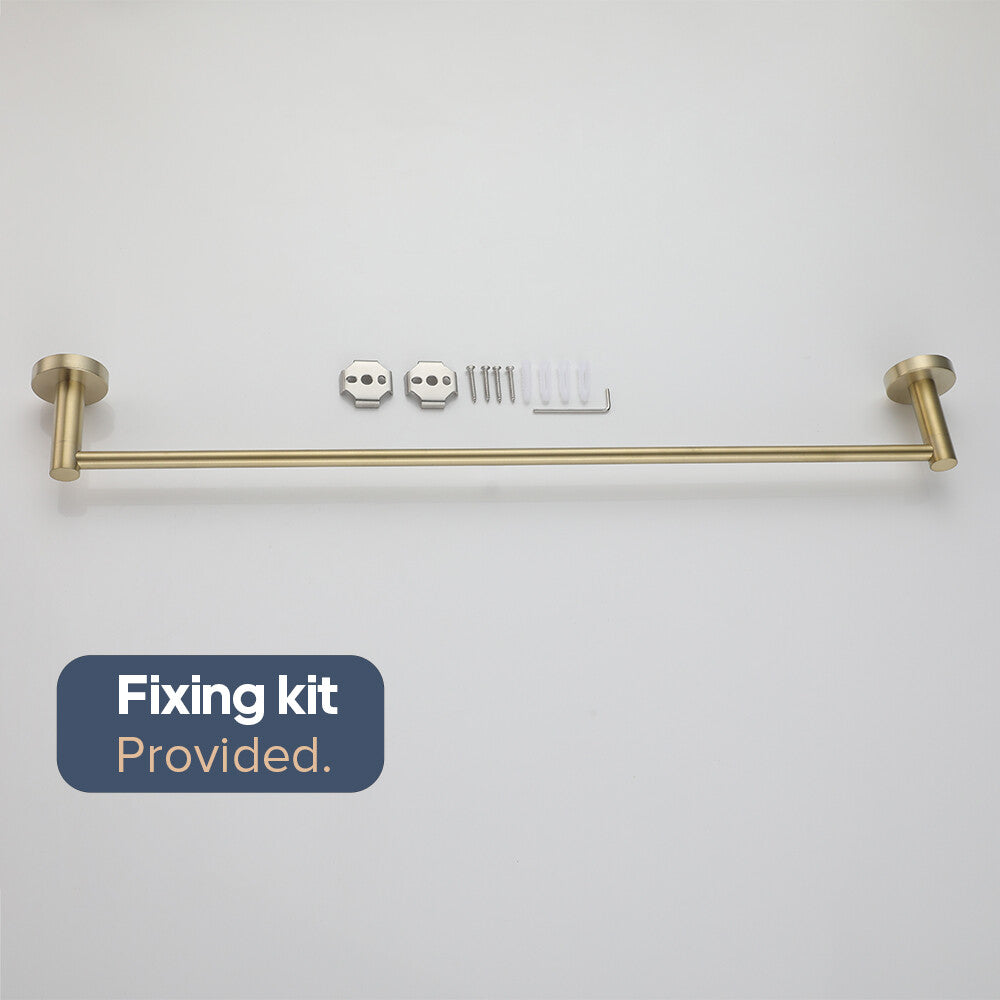 Brushed Gold Set Toilet Paper Holder Towel Rail Rack Shelf Robe Hooks Bathroom