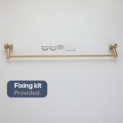 Brushed Gold Set Toilet Paper Holder Towel Rail Rack Shelf Robe Hooks Bathroom