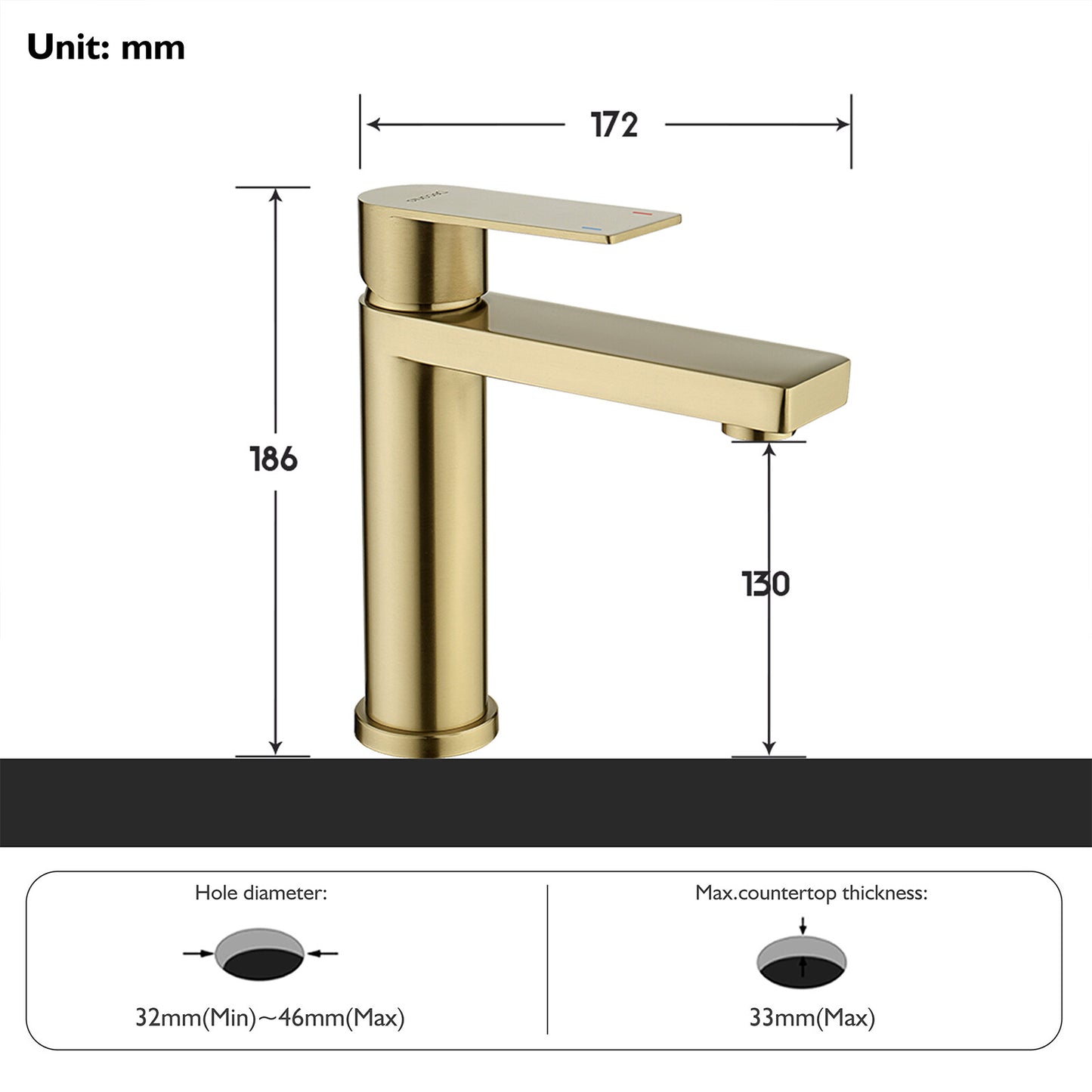 Decaura Bathroom Basin Mixer Tap Brushed Gold Vanity Taps Basin Taps