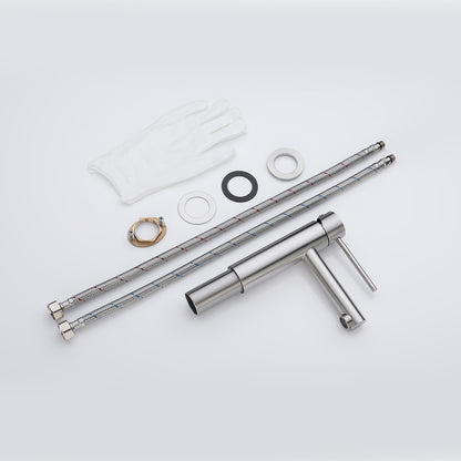 Decaura small Bathroom Basin Mixer Tap Round Taps Brushed Nickel Vanity Faucet