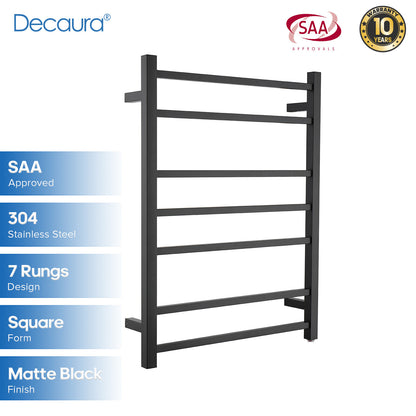 Decaura Wall Mounted Heated Towel Rail 7 Bars 304 Stainless Steel Round/Square