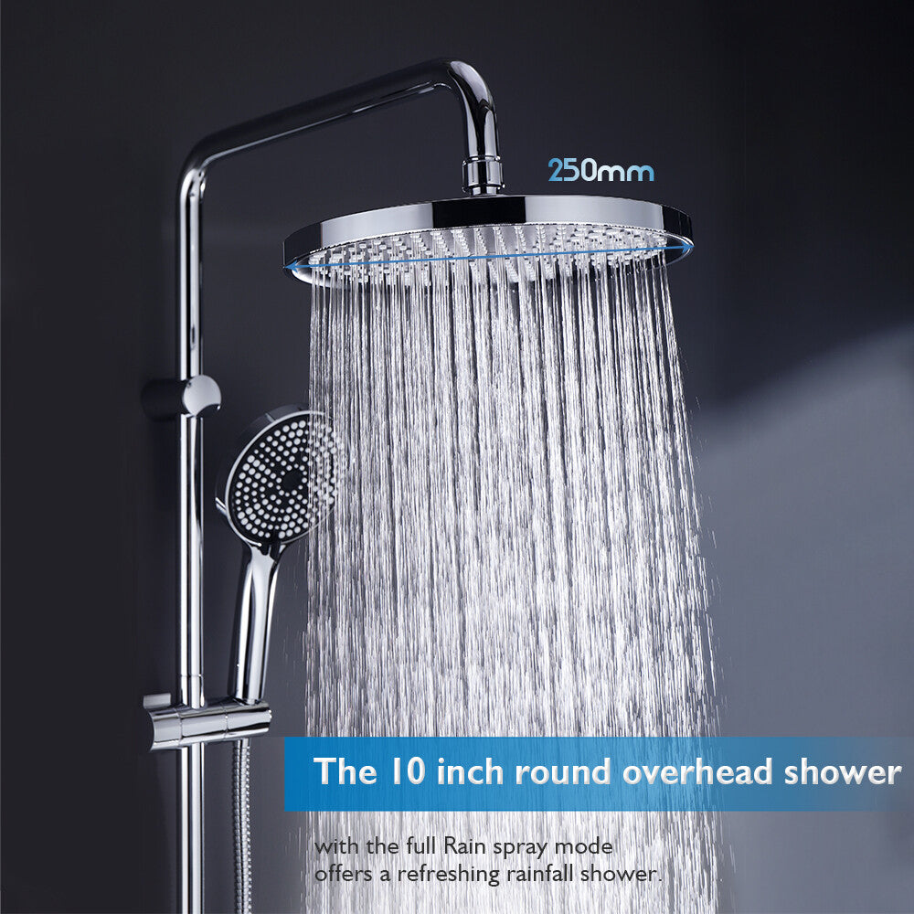 Decaura dual shower head set 10" rain shower head gooseneck shower arm chrome