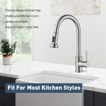 Decaura Kitchen Mixer Tap pull out Brushed Nickel 360° Swivel 2-Mode Spray