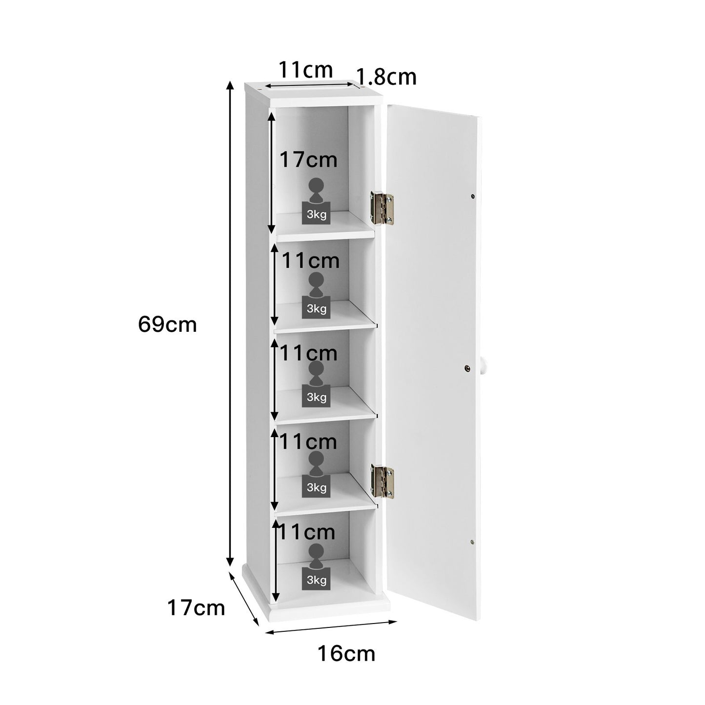 Giantex Bathroom Storage Cabinet Slim Tissue Organizer Paper Holder Toilet White