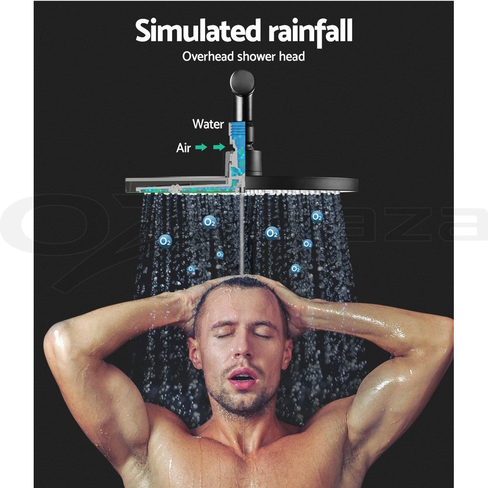Cefito 9'' Rain Shower Head Set Round Handheld High Pressure Wall Black