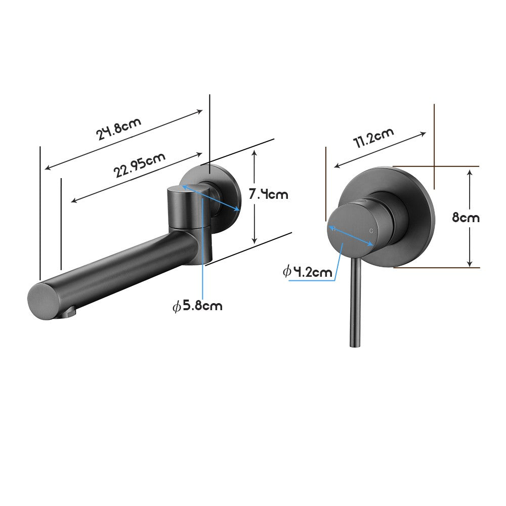 Decaura Bath Spout Wall Water Spout Basin Shower Mixer Taps Tapware Set Bathroom