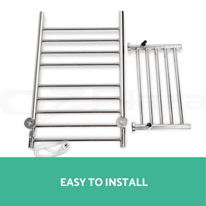Devanti Heated Towel Rail Bathroom Electric Warmer Clothes Rack Stainless Steel