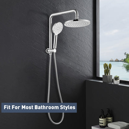 Decaura Dual Shower Heads Set 9" Rain Round Chrome Gooseneck Arm 2 in 1 System
