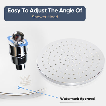 Decaura Rain Shower Head 8" 9" 10" 12" Round Square Chrome Black Gold Swivel